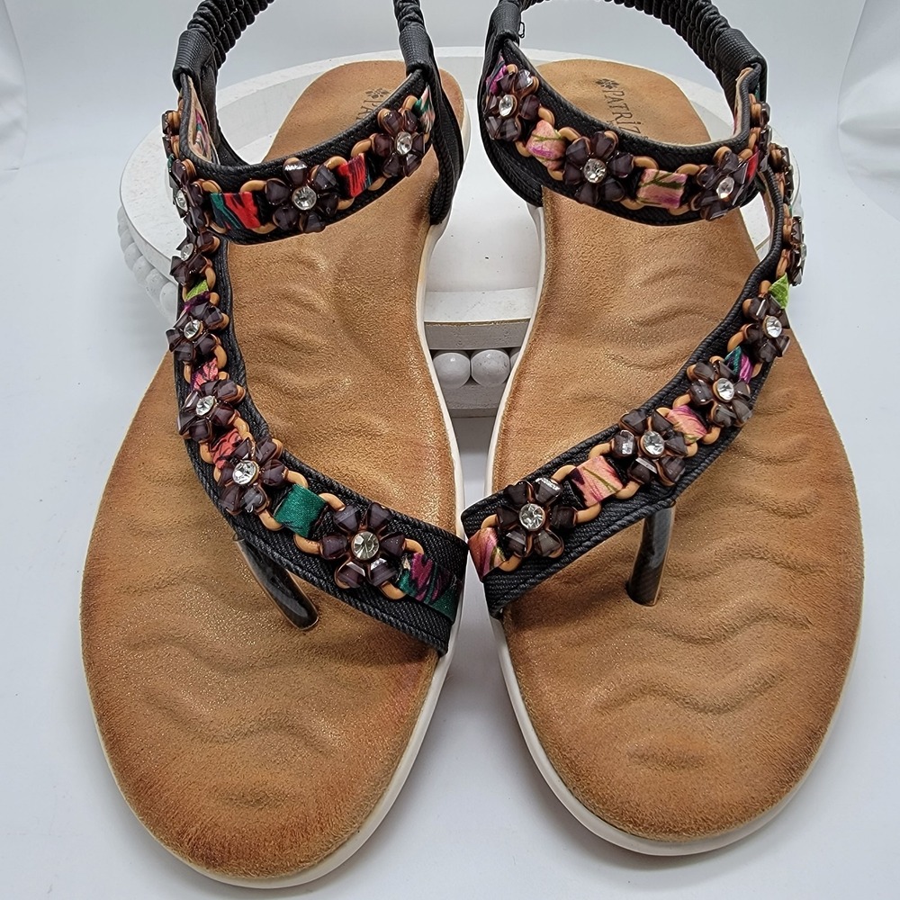 Spring Step Patrizia Jeunesse Boho Floral Bedazzled Thong Sandals Size US 9/40